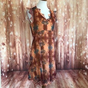 Boo Radley Multiprint crochet Lace Trim Boho Dress